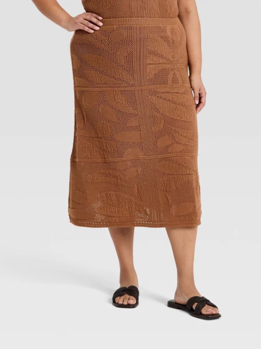 Women's Midi Sweater Full Skirt - Universal Thread Brown L